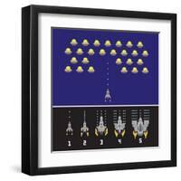 Pixel Art Style Space War and Spaceship Game Upgrades Vector Set-dmitriylo-Framed Art Print