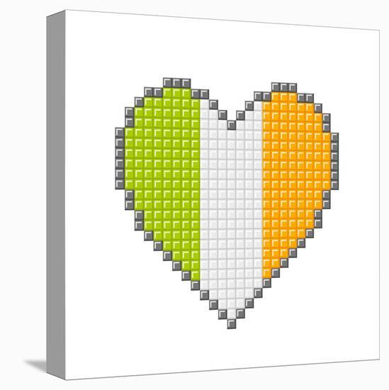 Pixel Block Irish Love Heart-wongstock-Stretched Canvas