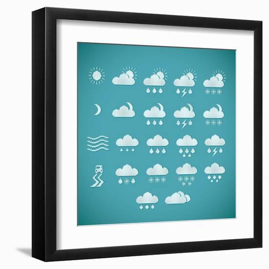 Pixel Weather Icons-amovita-Framed Art Print