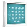 Pixel Weather Icons-amovita-Framed Premium Giclee Print