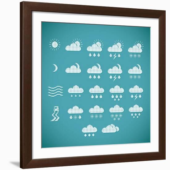 Pixel Weather Icons-amovita-Framed Art Print