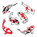 Set Of Koi Fish Illustration-Pixelcraft-Mounted Art Print