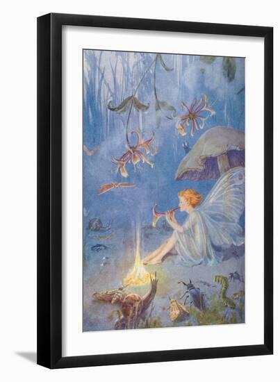 Pixie at Campfire-null-Framed Art Print