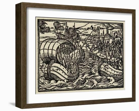 Pizarro Sets Sail from Panama to Conquer Peru-null-Framed Art Print