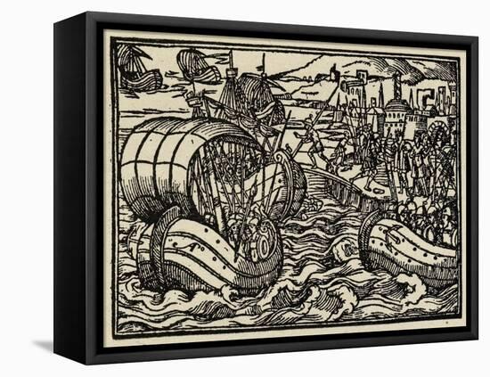 Pizarro Sets Sail from Panama to Conquer Peru-null-Framed Stretched Canvas