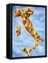 Pizza in Shape of Map of Italy-null-Framed Stretched Canvas