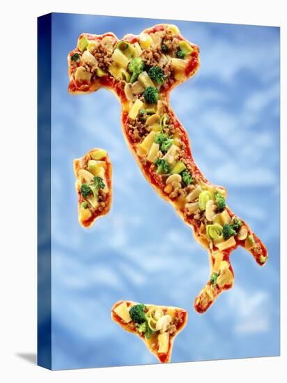 Pizza in Shape of Map of Italy-null-Stretched Canvas