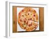 Pizza Margherita, a Slice Cut, on Pizza Box-Foodcollection-Framed Photographic Print