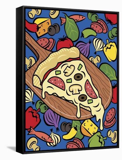 Pizza Slice With Toppings-Ron Magnes-Framed Stretched Canvas