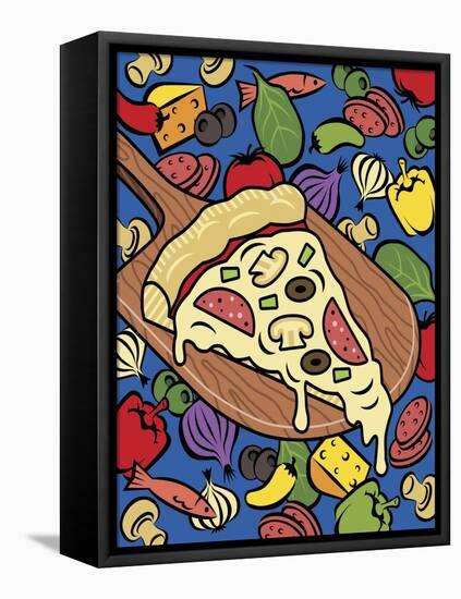 Pizza Slice With Toppings-Ron Magnes-Framed Stretched Canvas
