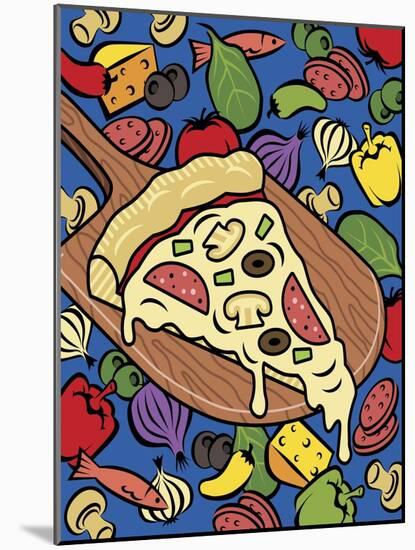 Pizza Slice With Toppings-Ron Magnes-Mounted Giclee Print