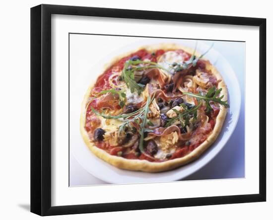 Pizza Topped with Prosciutto, Olives, Capers and Rocket-Joachim Turré-Framed Photographic Print