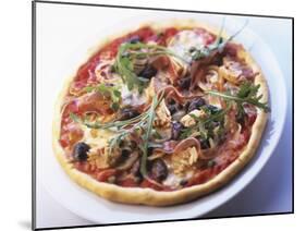 Pizza Topped with Prosciutto, Olives, Capers and Rocket-Joachim Turré-Mounted Photographic Print