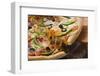 Pizza with Cheese, Salami, Peppers and Olives, a Piece Cut-Foodcollection-Framed Photographic Print