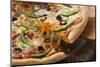 Pizza with Cheese, Salami, Peppers and Olives, a Piece Cut-Foodcollection-Mounted Photographic Print