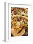 Pizza with Cheese, Salami, Peppers, Olives; Piece on Server-Foodcollection-Framed Photographic Print
