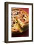 Pizza with Salami, Cheese and Olives, a Piece Cut-Foodcollection-Framed Photographic Print