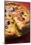 Pizza with Salami, Cheese and Olives, a Piece Cut-Foodcollection-Mounted Photographic Print