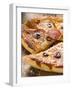 Pizza with Salami, Cheese and Olives, Pieces Cut-null-Framed Photographic Print