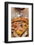 Pizza with Salami, Cheese and Olives with Piece on Server-Foodcollection-Framed Photographic Print