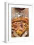 Pizza with Salami, Cheese and Olives with Piece on Server-Foodcollection-Framed Photographic Print