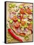 Pizza with Salami, Mushrooms, Tomatoes, Leek, Mozzarella and Chillis-Ira Leoni-Framed Stretched Canvas