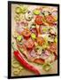 Pizza with Salami, Mushrooms, Tomatoes, Leek, Mozzarella and Chillis-Ira Leoni-Framed Photographic Print