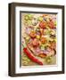 Pizza with Salami, Mushrooms, Tomatoes, Leek, Mozzarella and Chillis-Ira Leoni-Framed Photographic Print