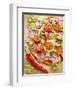 Pizza with Salami, Mushrooms, Tomatoes, Leek, Mozzarella and Chillis-Ira Leoni-Framed Photographic Print