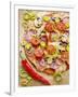 Pizza with Salami, Mushrooms, Tomatoes, Leek, Mozzarella and Chillis-Ira Leoni-Framed Photographic Print