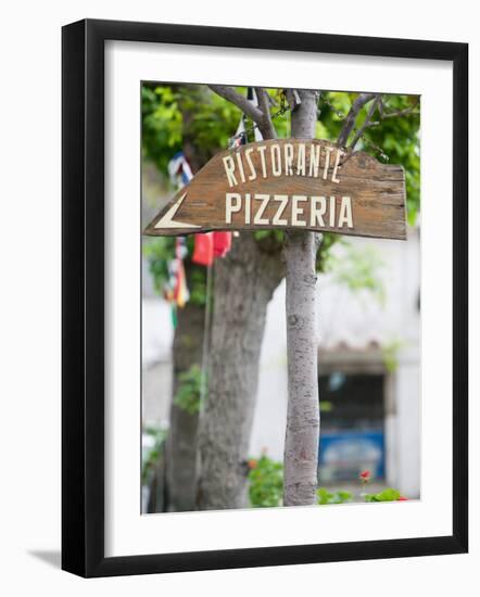 Pizzeria Sign, Positano, Amalfi Coast, Campania, Italy-Walter Bibikow-Framed Photographic Print