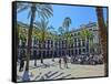 Placa Real in Barcelona with Palms and Sunshine-Markus Bleichner-Framed Stretched Canvas