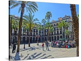 Placa Real in Barcelona with Palms and Sunshine-Markus Bleichner-Stretched Canvas
