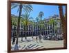 Placa Real in Barcelona with Palms and Sunshine-Markus Bleichner-Framed Art Print