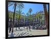 Placa Real in Barcelona with Palms and Sunshine-Markus Bleichner-Framed Art Print