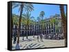 Placa Real in Barcelona with Palms and Sunshine-Markus Bleichner-Framed Stretched Canvas