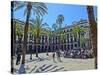 Placa Real in Barcelona with Palms and Sunshine-Markus Bleichner-Stretched Canvas