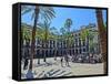 Placa Real in Barcelona with Palms and Sunshine-Markus Bleichner-Framed Stretched Canvas