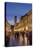 Placa, Stadun, Lit Up at Dusk with Cafes and People Walking, Dubrovnik, Croatia, Europe-John Miller-Stretched Canvas