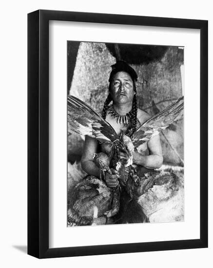 Placating the Spirit of a Slain Eagle, Assiniboin-Edward S^ Curtis-Framed Art Print