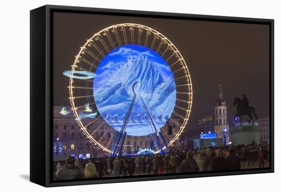 Place Bellecour, Fete Des Lumieres (Festival of Lights) Laser Show, Lyon, Rhone-Alpes, France-Christian Kober-Framed Stretched Canvas