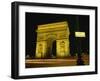 Place Charles De Gaulle Street Sign and the Arc De Triomphe Illuminated at Night, Paris, France-Rainford Roy-Framed Photographic Print