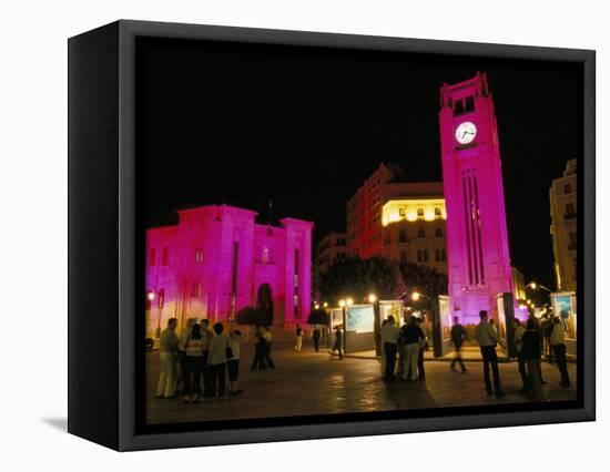 Place d'Etoile at Night, Beirut, Lebanon, Middle East-Alison Wright-Framed Stretched Canvas