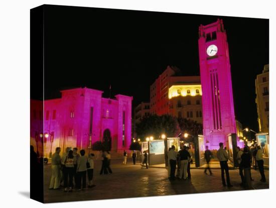 Place d'Etoile at Night, Beirut, Lebanon, Middle East-Alison Wright-Stretched Canvas