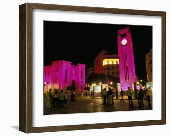 Place d'Etoile at Night, Beirut, Lebanon, Middle East-Alison Wright-Framed Photographic Print