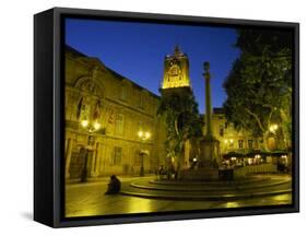 Place De L'Hotel De Ville after Dark, Aix-En-Provence, Bouches-Du-Rhone, Provence, France, Europe-Tomlinson Ruth-Framed Stretched Canvas