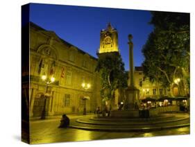 Place De L'Hotel De Ville after Dark, Aix-En-Provence, Bouches-Du-Rhone, Provence, France, Europe-Tomlinson Ruth-Stretched Canvas