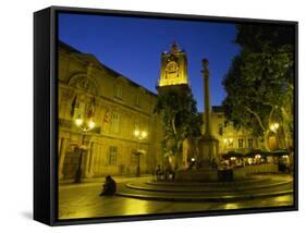 Place De L'Hotel De Ville after Dark, Aix-En-Provence, Bouches-Du-Rhone, Provence, France, Europe-Tomlinson Ruth-Framed Stretched Canvas