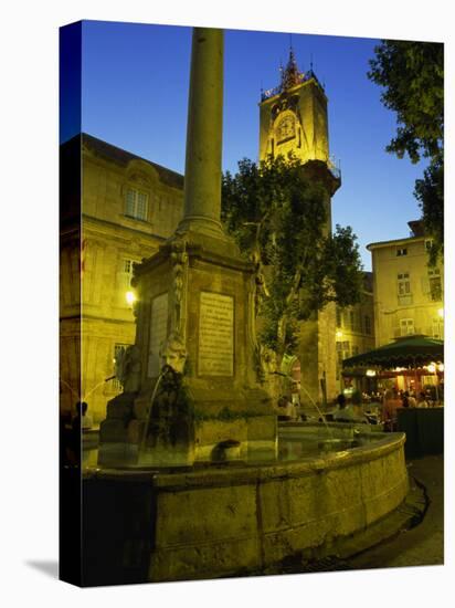 Place De L'Hotel De Ville after Dark, Aix-En-Provence, Bouches-Du-Rhone, Provence, France, Europe-Tomlinson Ruth-Stretched Canvas