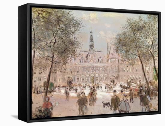 Place De L'Hotel-De-Ville, Paris-Jean Francois Raffaelli-Framed Stretched Canvas